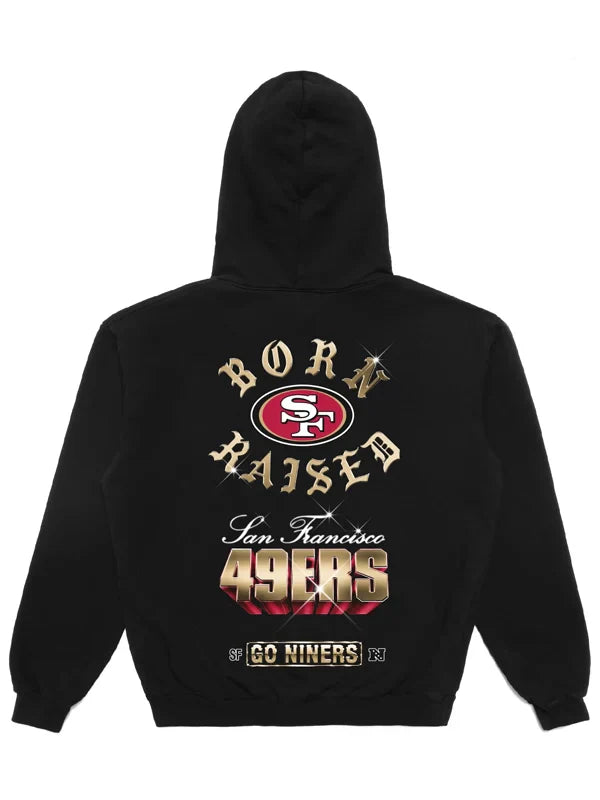 Born x Raised Black San Francisco 49ers Chrome Rocker Hoodie - Recreated Inspired Edition