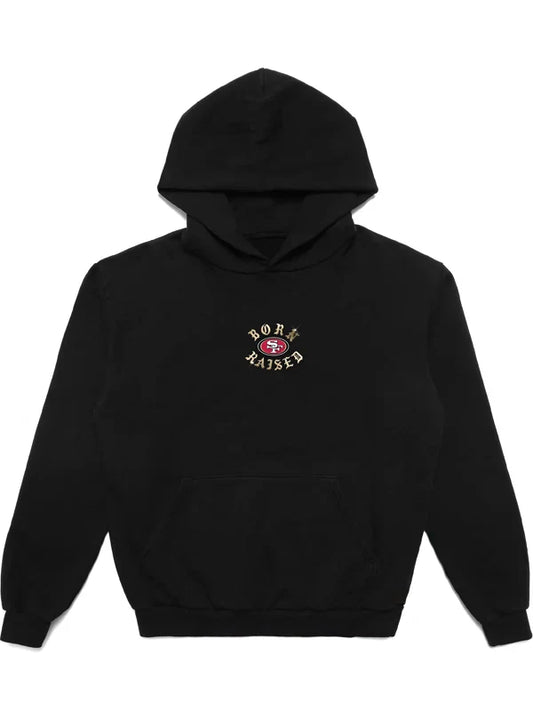 Born x Raised Black San Francisco 49ers Chrome Rocker Hoodie - Recreated Inspired Edition