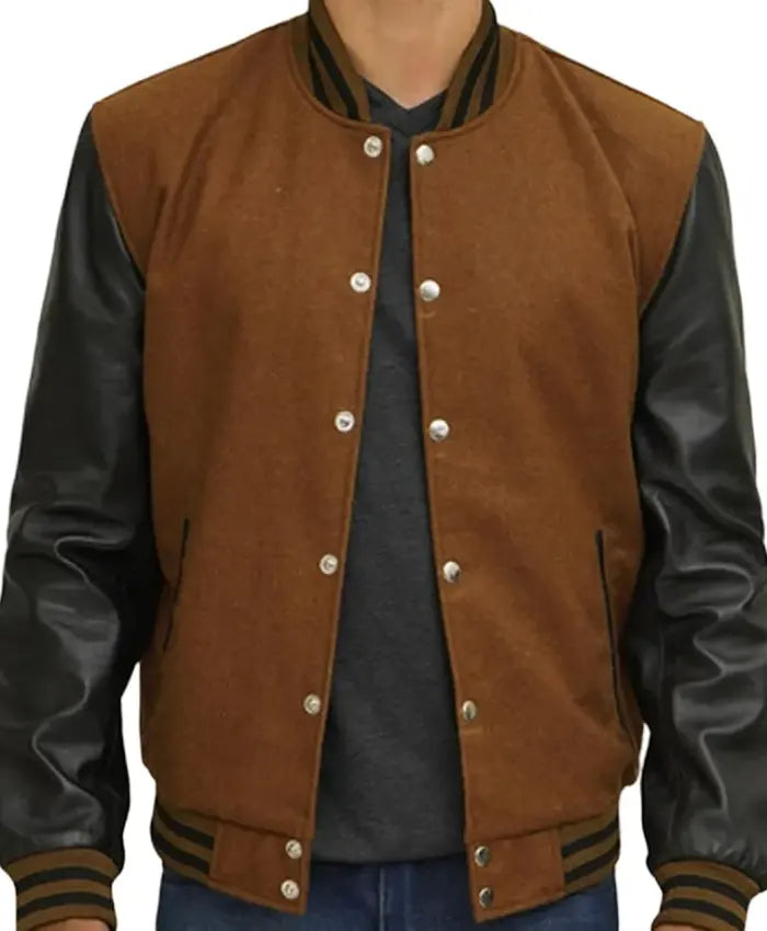 Brown And Black Varsity Jacket - Recreated Inspired Edition