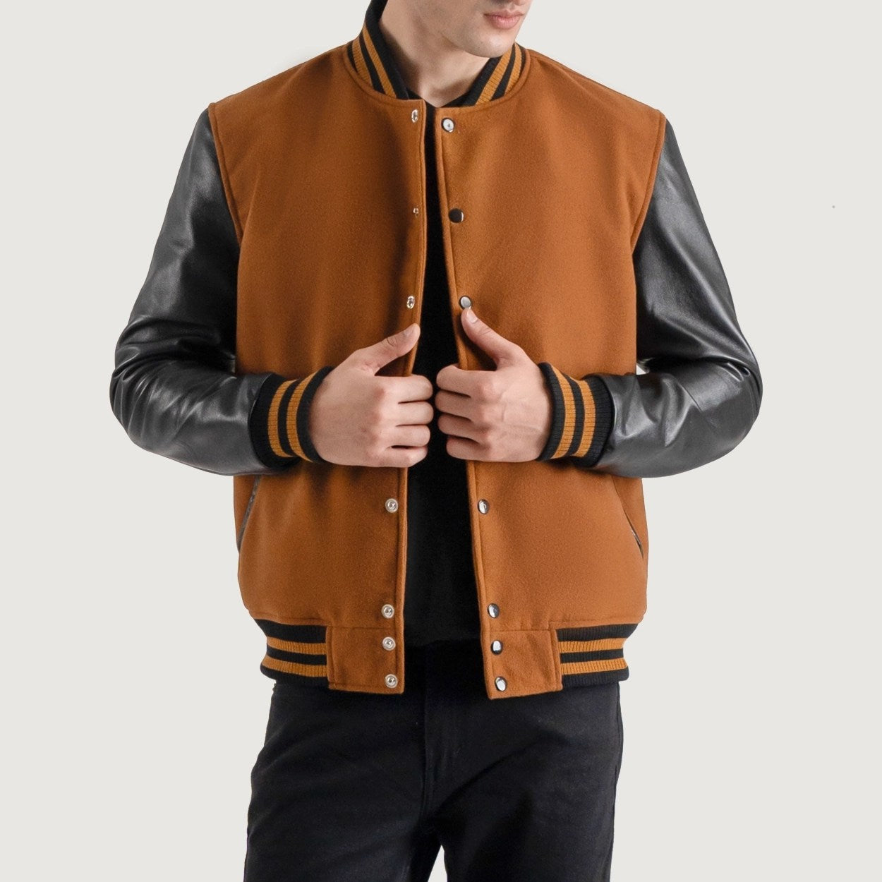 Brown & Black Varsity Letterman Jacket - Recreated Inspired Edition