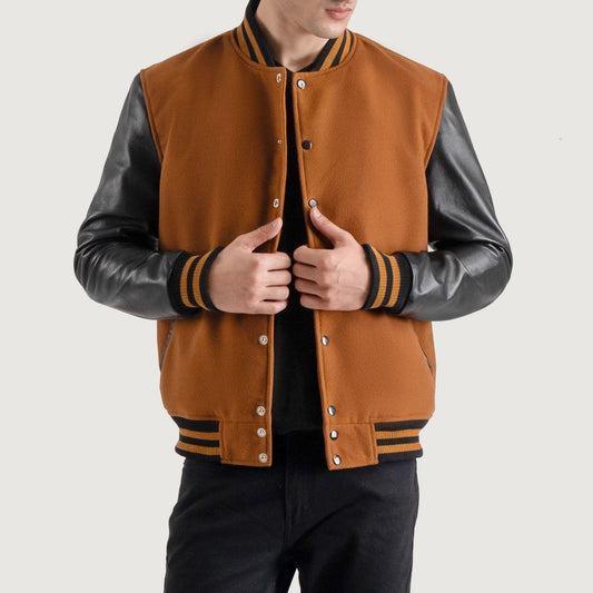 Brown & Black Varsity Letterman Jacket - Recreated Inspired Edition