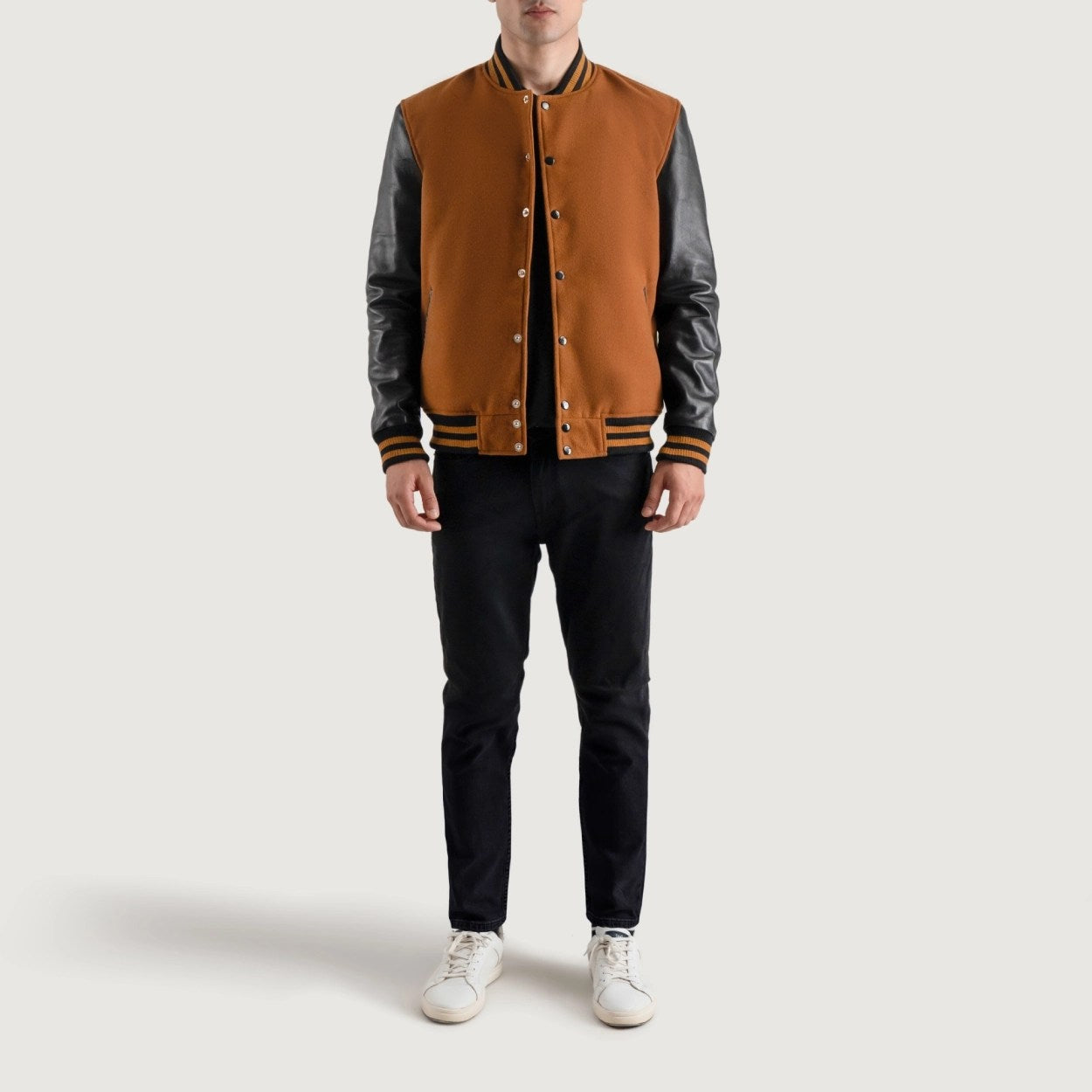 Brown & Black Varsity Letterman Jacket - Recreated Inspired Edition