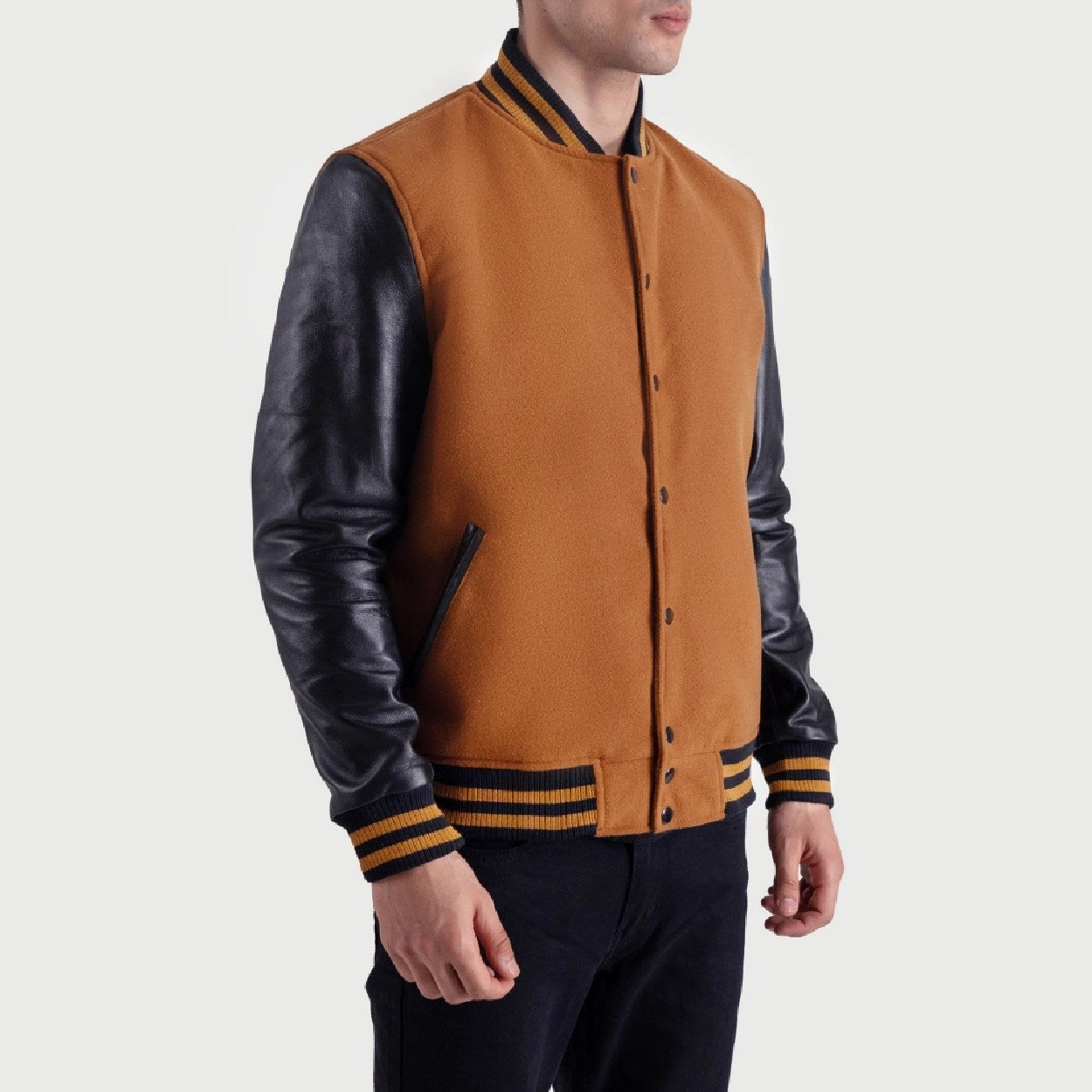 Brown & Black Varsity Letterman Jacket - Recreated Inspired Edition