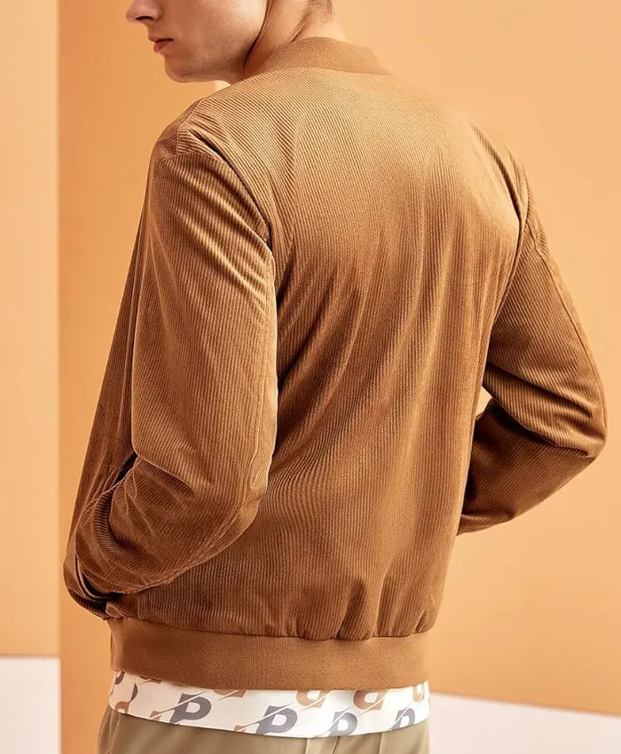 Brown Corduroy Bomber Jacket