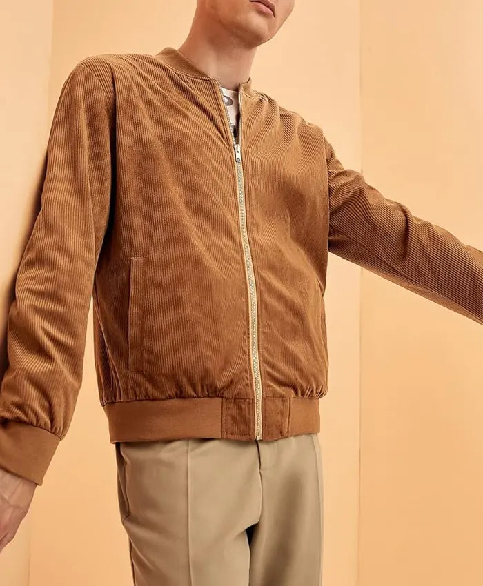 Brown Corduroy Bomber Jacket