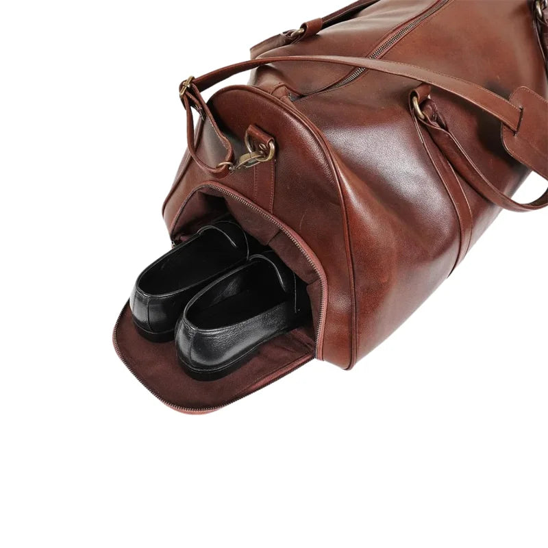Men’s Handmade Leather Brown Duffle Bag