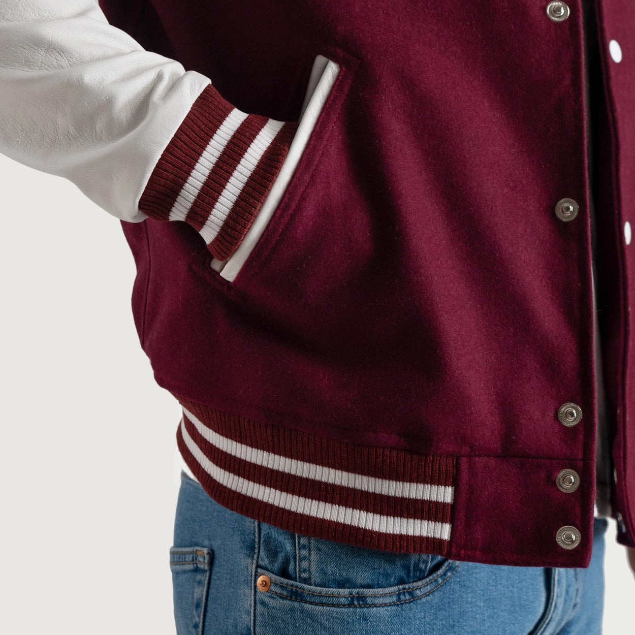 Burgundy Maroon and White Varsity Letterman Jacket - Recreated Inspired Edition