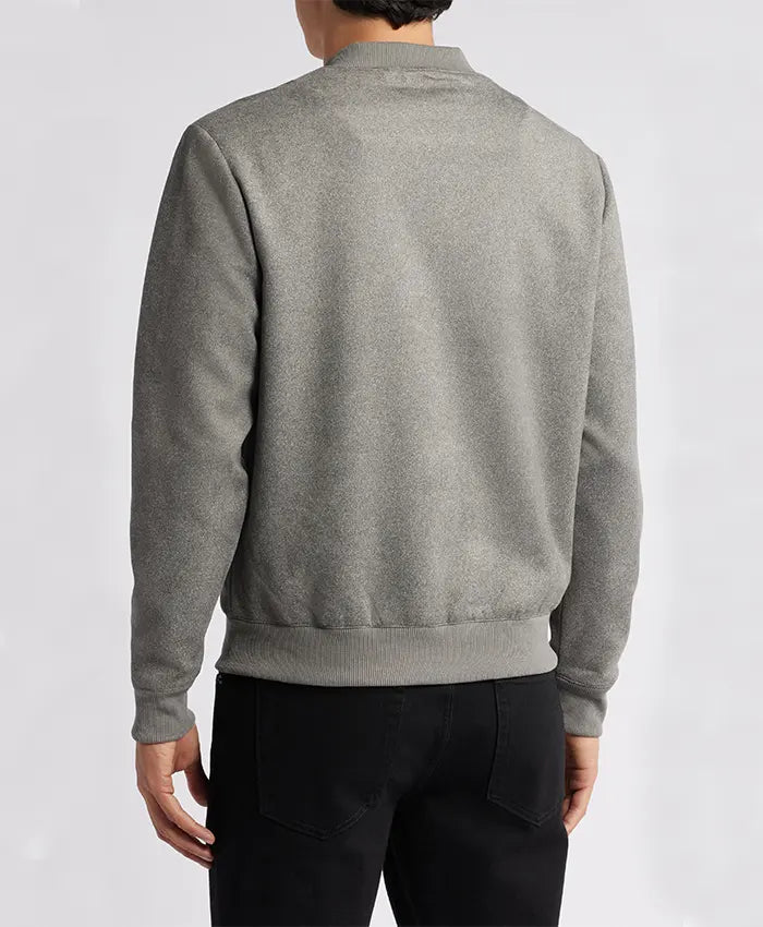 Casual Men’s Suede Grey Bomber Jacket