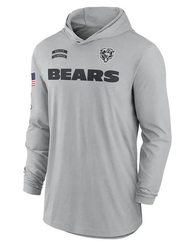 2024 Chicago Bears Salute to Service Long Sleeve Hooded T-Shirt
