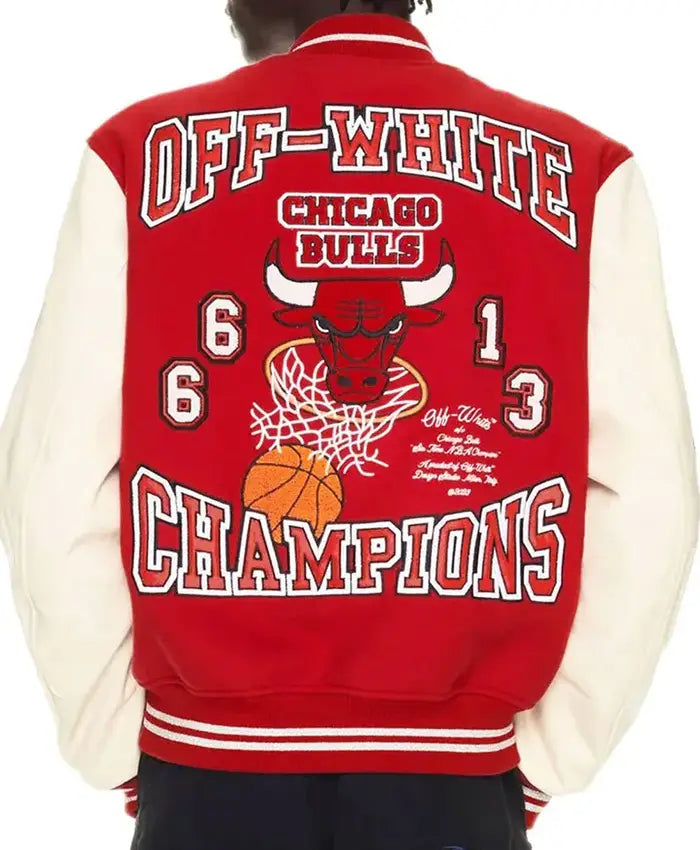 Chicago Bulls x Off-White Varsity Jacket - Recreated Inspired Edition