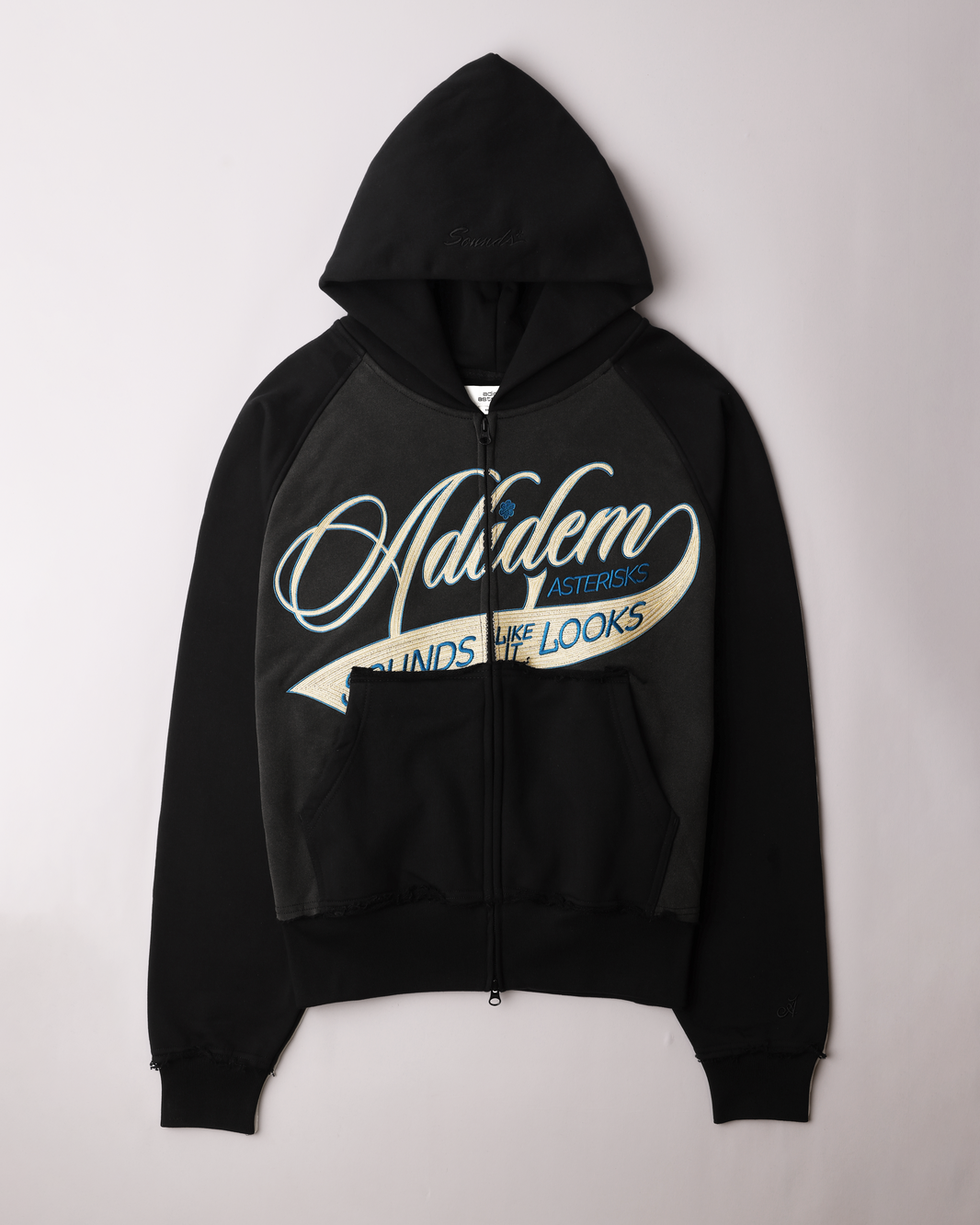 Asterisks Cursive Chainstitch Ribbon Hoodie - Recreated Inspired Edition