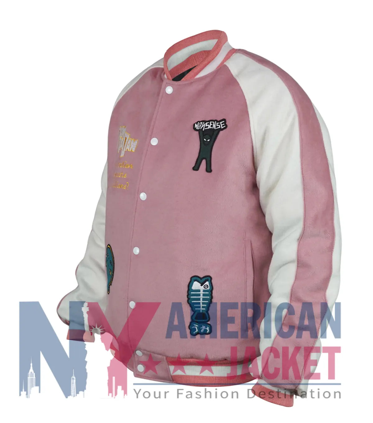 Dandadan 2025 Momo Ayase Pink Varsity Jacket - Recreated Inspired Edition
