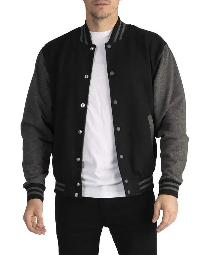 Douglas Men Black Wool Baseball Jacket