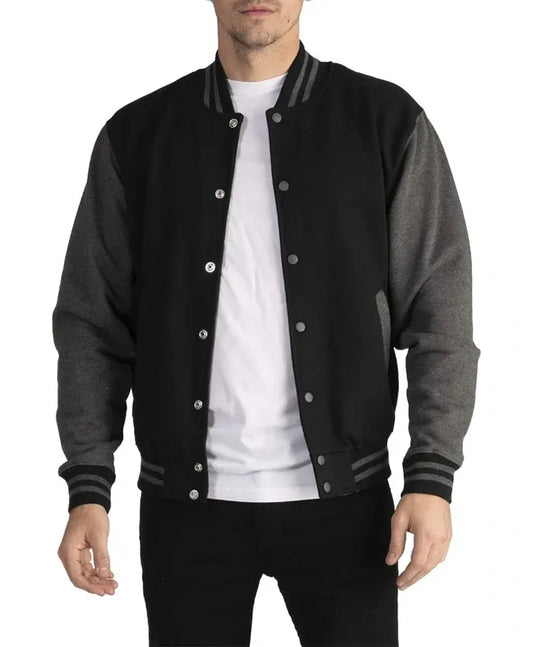 Douglas Men Black Wool Baseball Jacket