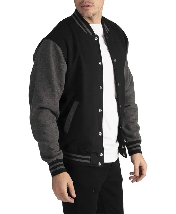 Douglas Men Black Wool Baseball Jacket