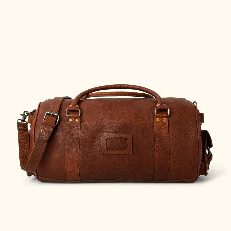 Duffle Style Brown Leather Travel Bag