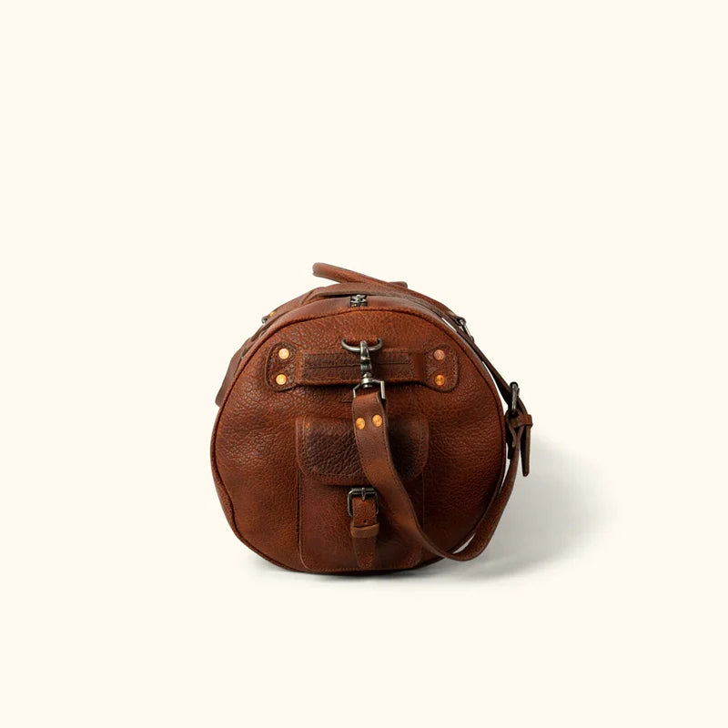 Duffle Style Brown Leather Travel Bag