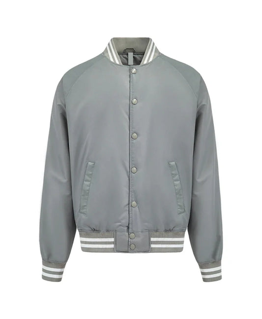Essential Silver Satin Lettermen Bomber Jacket