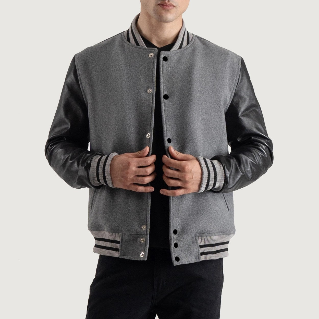 Gray and Black Varsity Letterman Jacket - Recreated Inspired Edition