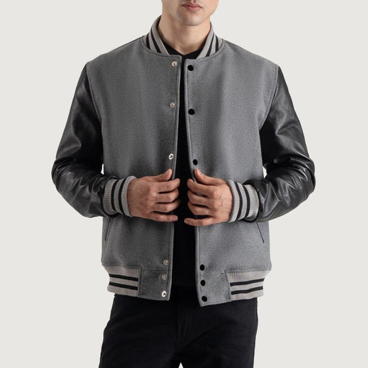 Gray and Black Varsity Letterman Jacket - Recreated Inspired Edition