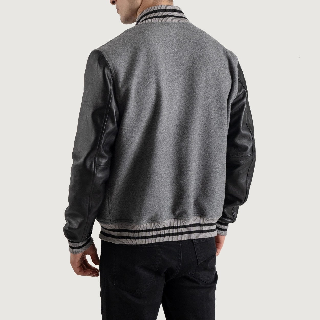 Gray and Black Varsity Letterman Jacket - Recreated Inspired Edition