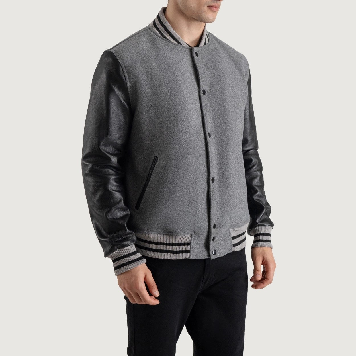 Gray and Black Varsity Letterman Jacket - Recreated Inspired Edition