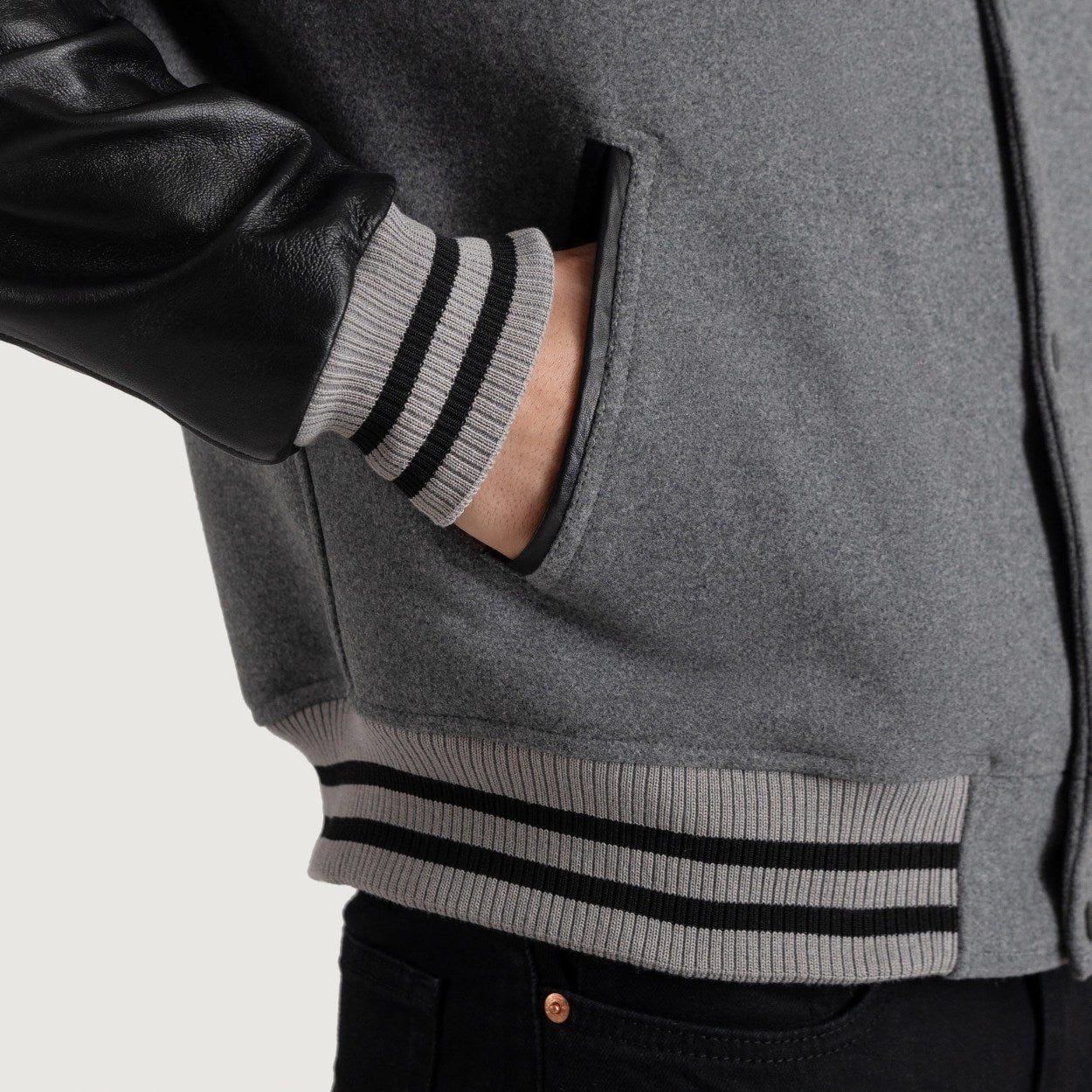 Gray and Black Varsity Letterman Jacket - Recreated Inspired Edition