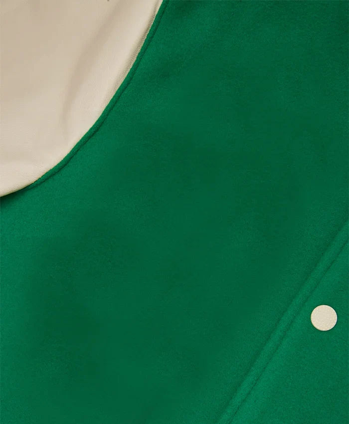 Green And White Varsity Bomber Jacket