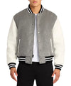 Grey Letterman Varsity Jacket - Recreated Inspired Edition With White Sleeves