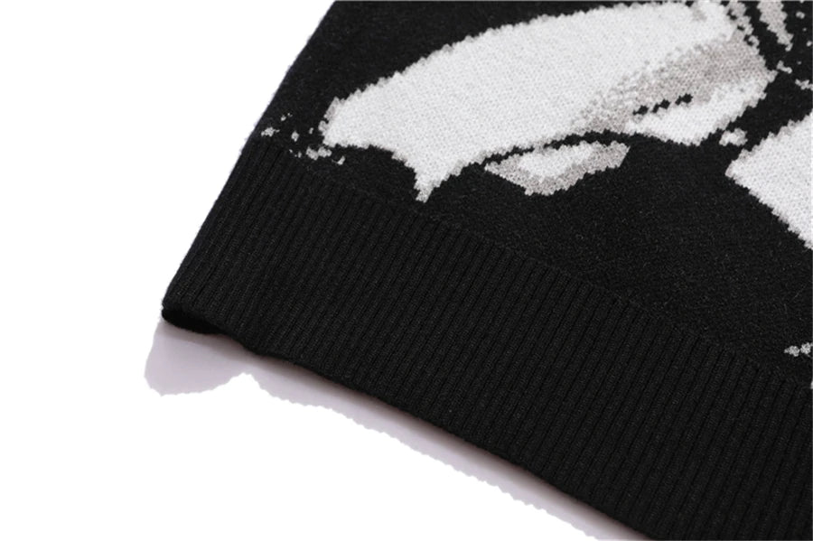 FGKKS Mens Hip Hop Streetwear Harajuku Sweater Vintage Japanese Style Anime Girl Knitted 2022 Cotton Pullover Sweaters Male
