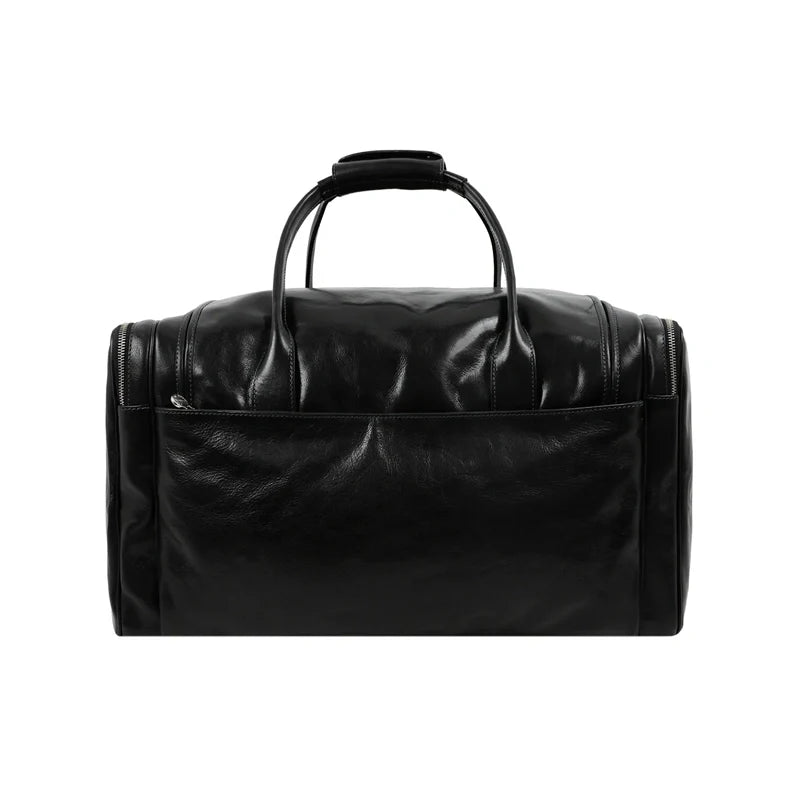 Handmade Black Large Duffle Bag For Mens