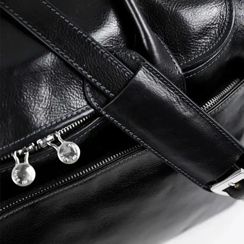 Handmade Black Large Duffle Bag For Mens