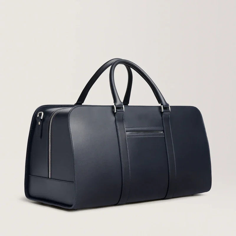 Handmade Leather Blue Weekender Bag For Men’s