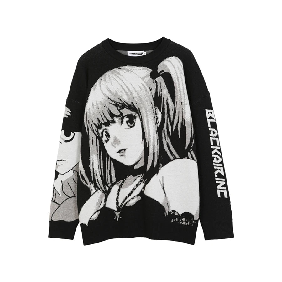 FGKKS Mens Hip Hop Streetwear Harajuku Sweater Vintage Japanese Style Anime Girl Knitted 2022 Cotton Pullover Sweaters Male