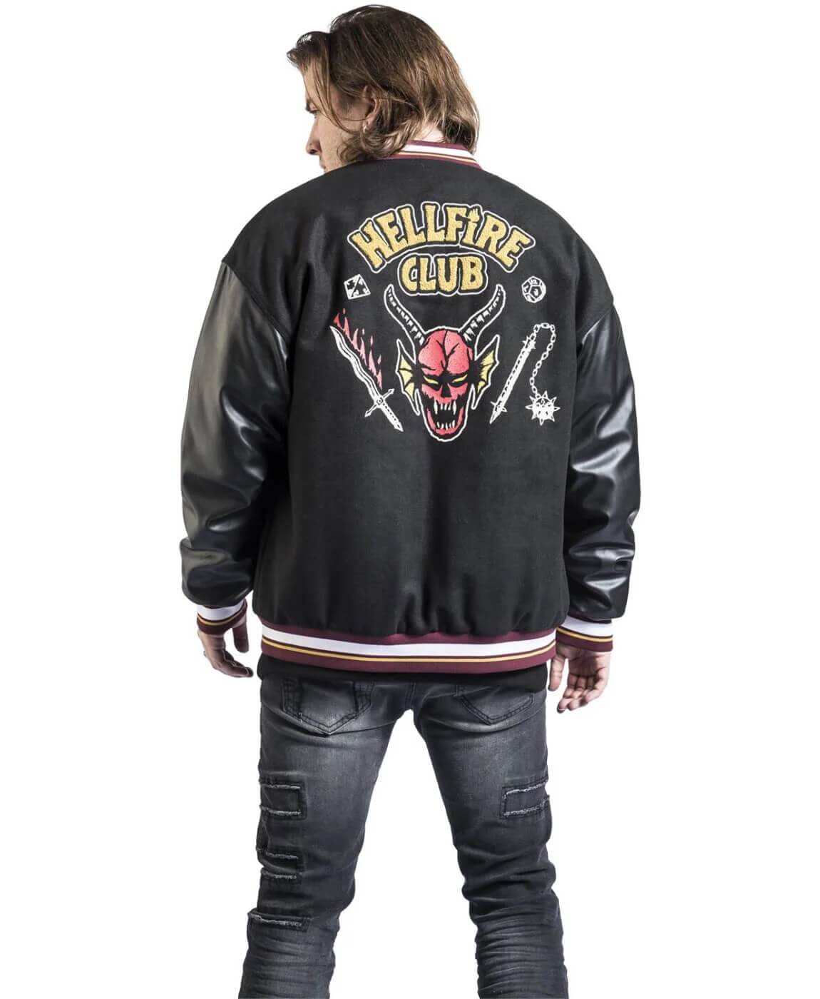 Hellfire Club Black Wool Varsity Jacket - Recreated Inspired Edition