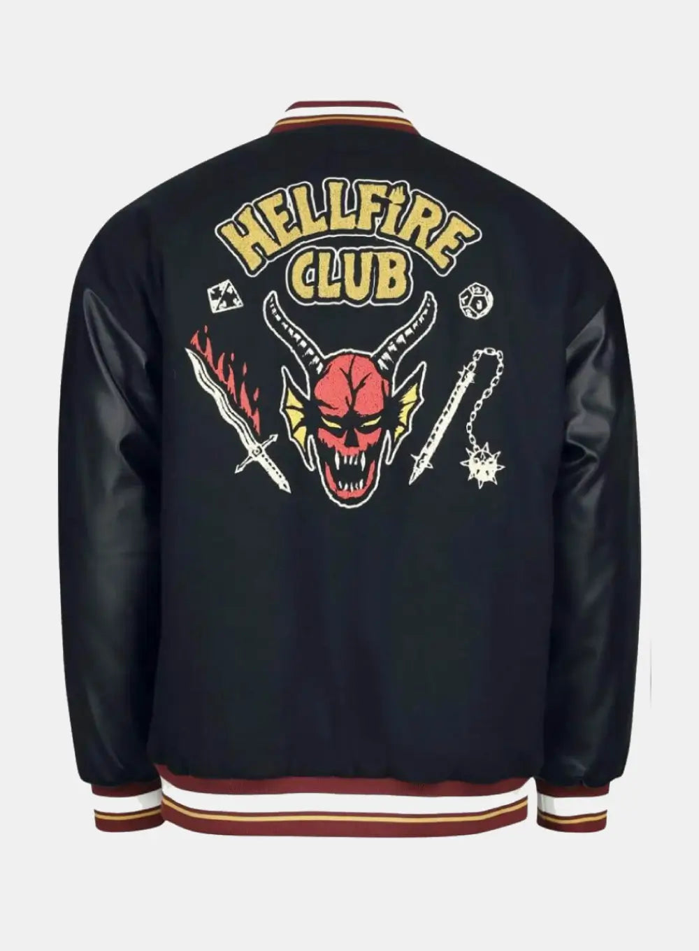 Hellfire Club Black Wool Varsity Jacket - Recreated Inspired Edition