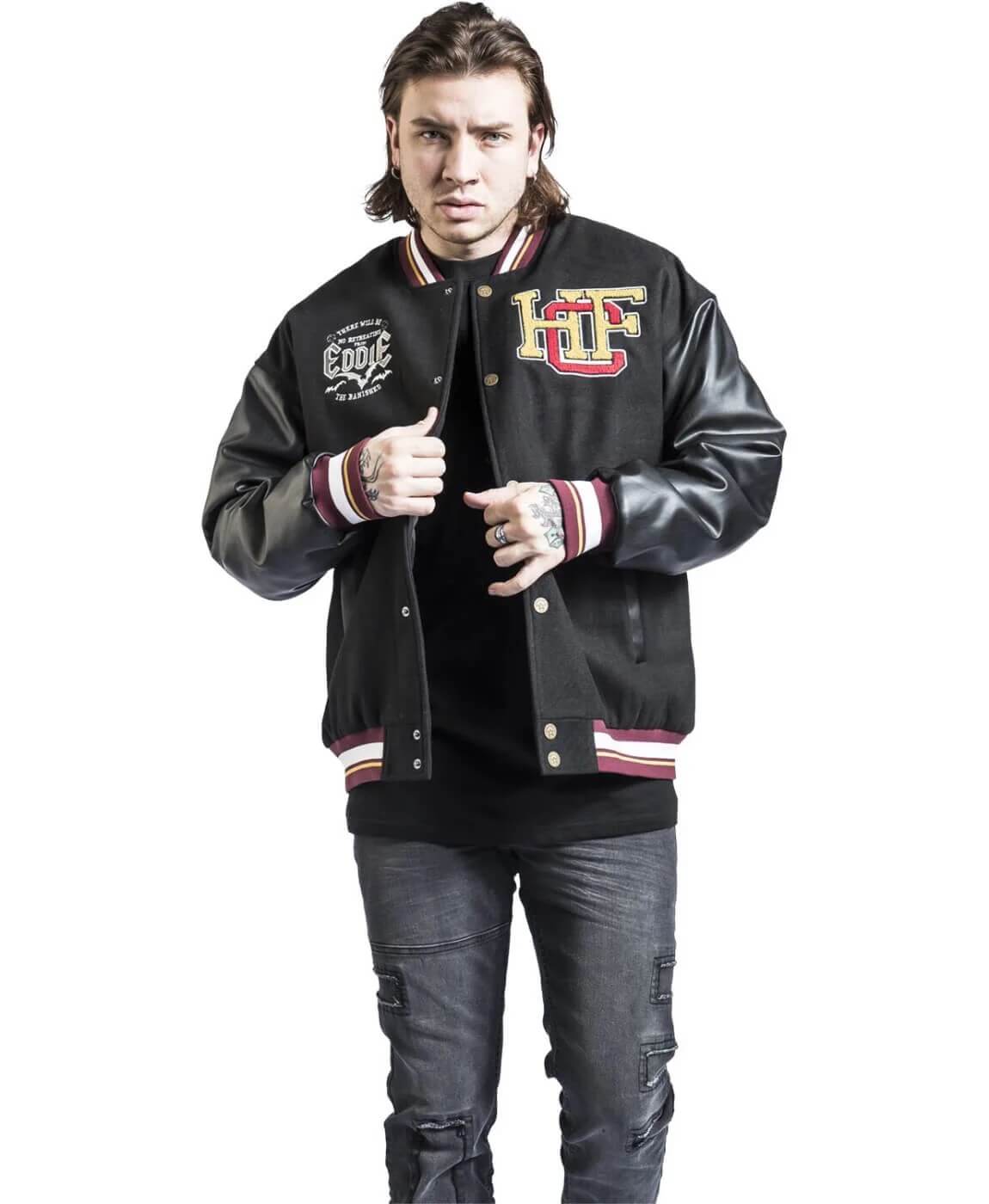 Hellfire Club Black Wool Varsity Jacket - Recreated Inspired Edition