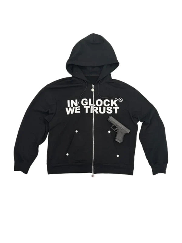 In Glock We Trust Zip-Up Hoodie - Recreated Inspired Edition