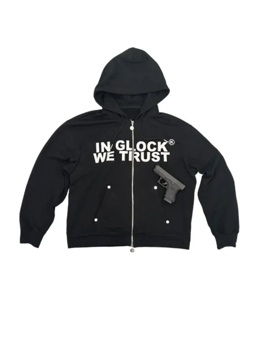 In Glock We Trust Zip-Up Hoodie - Recreated Inspired Edition
