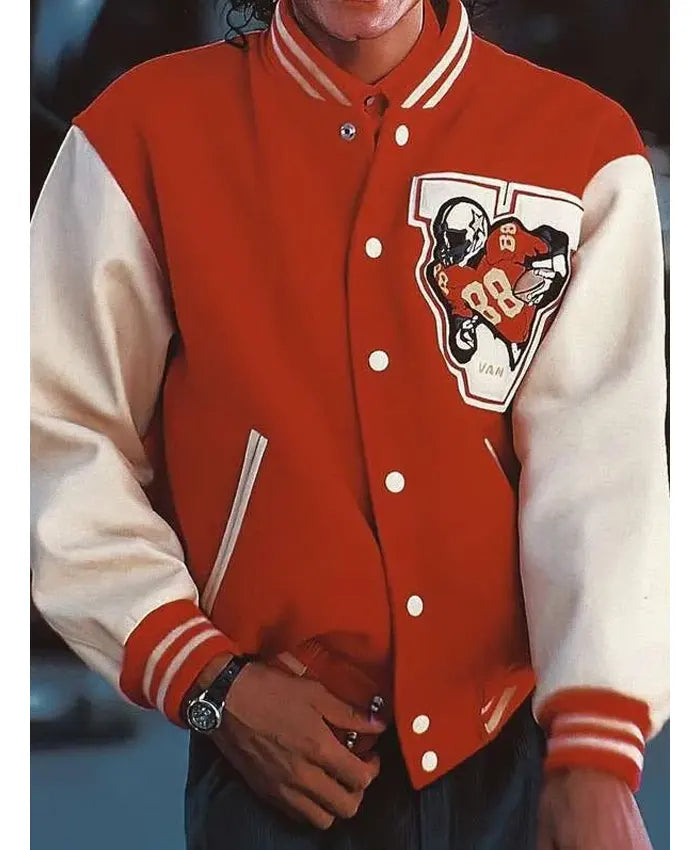 Jaafar Jackson Michael Red Varsity Jacket - Recreated Inspired Edition