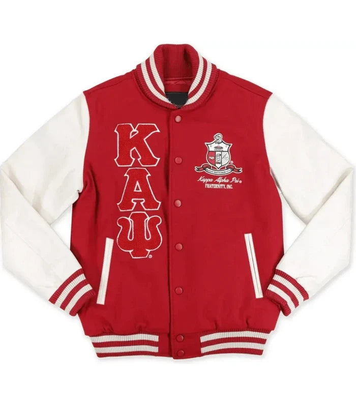 Kappa Alpha Psi Red And White Varsity Jacket - Recreated Inspired Edition