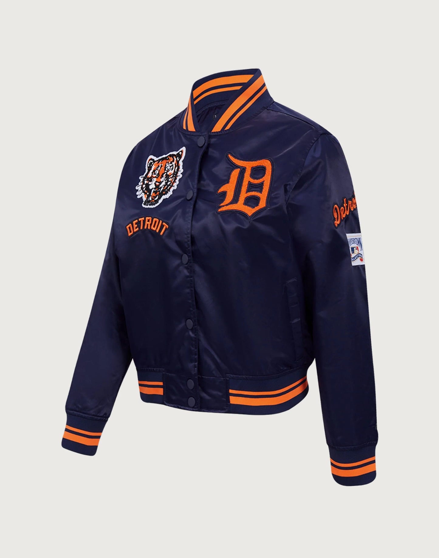 womens Pro Standard MLB Detroit Tigers Retro Classic Rib Satin Jacket