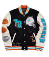 Miami Dolphins Letterman Wool & Leather Varsity Jacket - Recreated Inspired Edition Black & White
