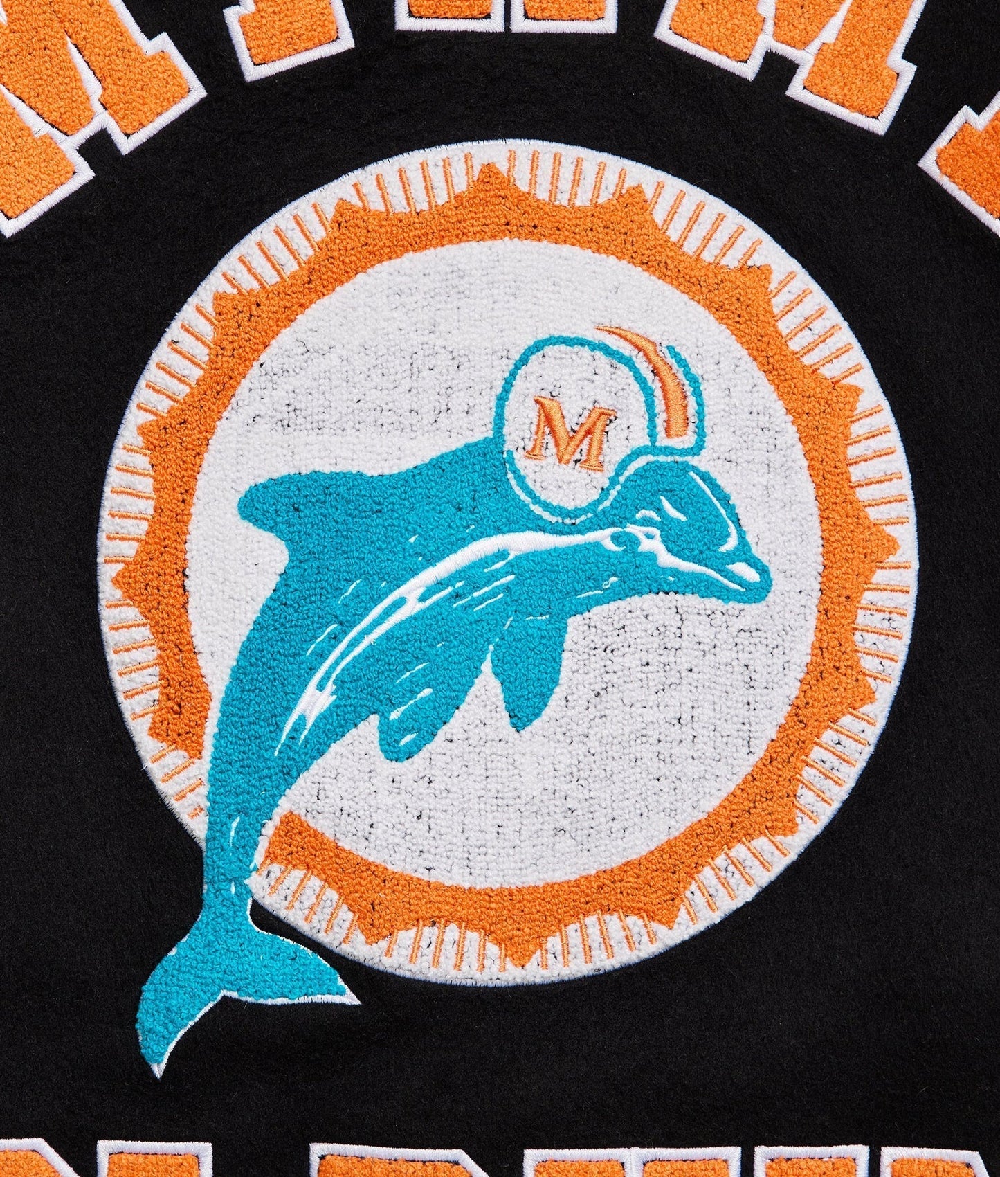 Miami Dolphins Letterman Wool & Leather Varsity Jacket - Recreated Inspired Edition Black & White