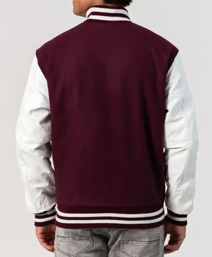 Maroon Wool Bright Varsity Lettermen Jacket