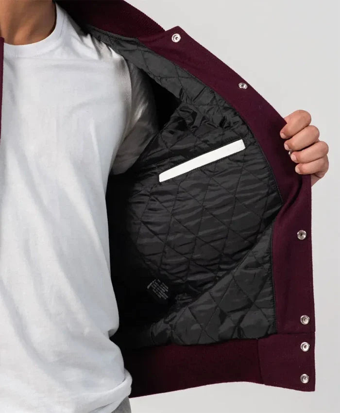 Maroon Wool Bright Varsity Lettermen Jacket