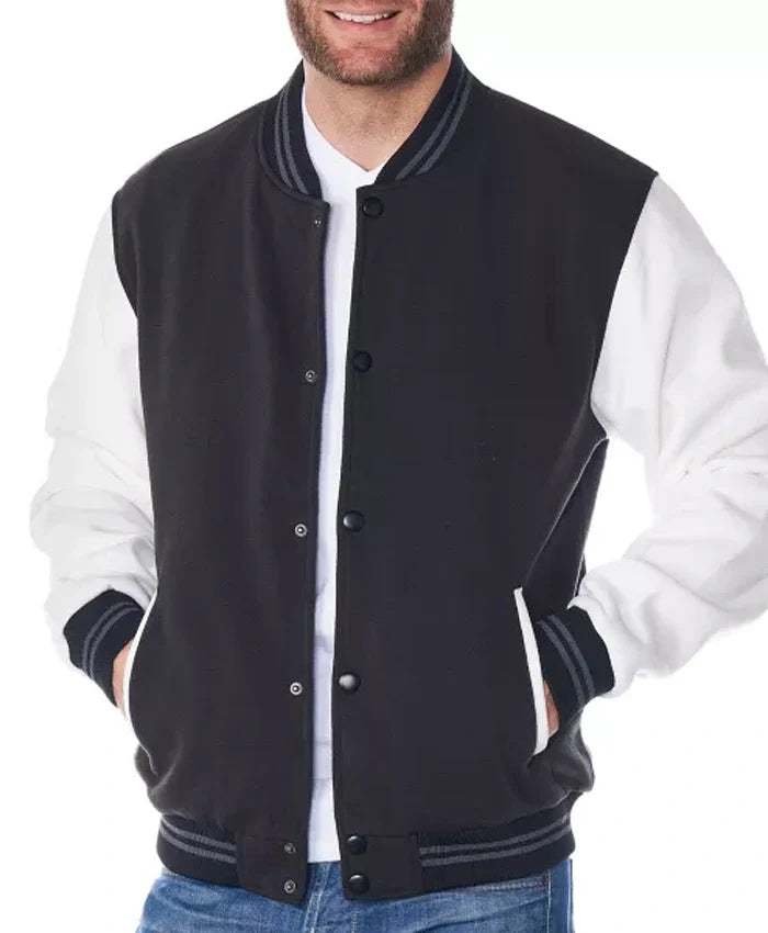 Martinez Black And White Varsity Wool Jacket