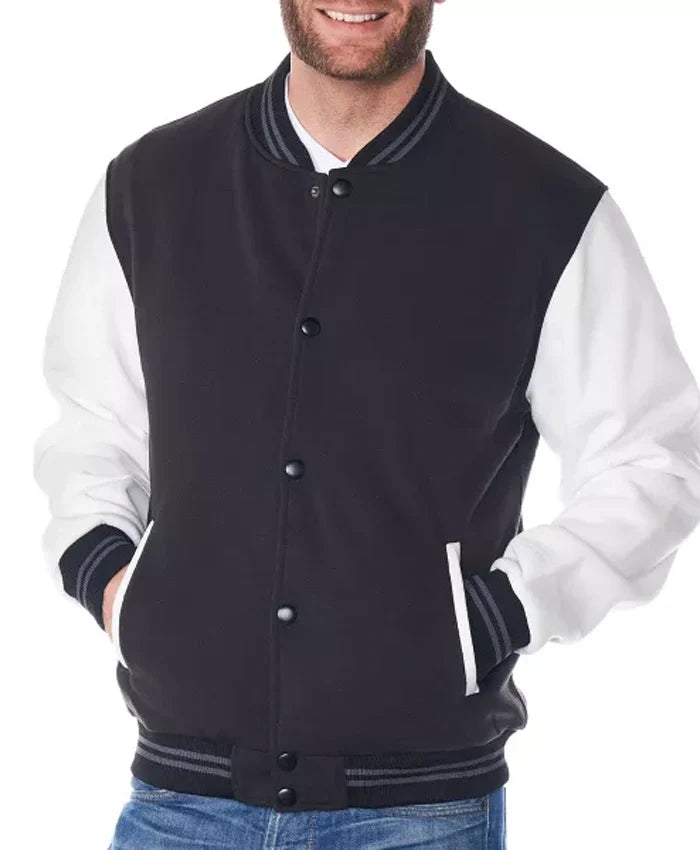 Martinez Black And White Varsity Wool Jacket