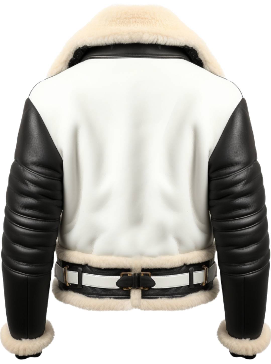 Men Aviator B3 Bomber Leather Jacket - Black and white