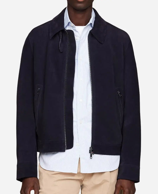 Men’s Blue Suede Leather Jacket